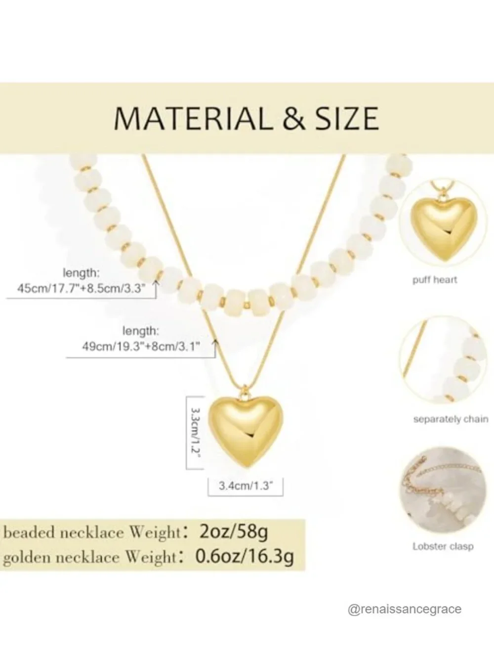 Chunky Heart Pendant Necklace, Acrylic Beaded Choker Set, Statement Y2K Jewelry